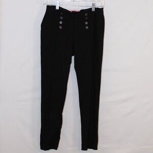 Ci Sono black high-waist slim-fit ankle pull-on pants w/ button-front accents L